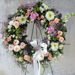 Blush Funeral Wreath Close